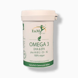 Omega 3 vegan DHA plus EPA with Vit B 12, Vit D3, Vit K - capsules